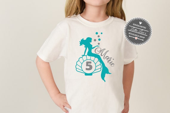Personalized iron-on image / T-shirt birthday Birthday Mermaid Mermaid with number name iron-on glitter flock effect flex
