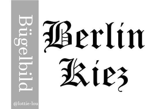 Iron-on patch Old German with desired name Desired text to iron on Cities Kiez Rocker calligraphy