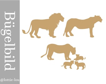 Löwe Tiger Lion Set Bügelbild Schulkind/Einschulung für die Schultüte oder Kleidung