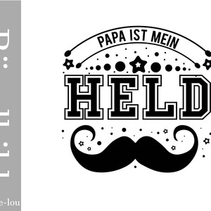 Bügelbild erster Vatertag Papa  is mein Held Daddy Dad  Hero Schwangerschaft Verkündung Geschenk