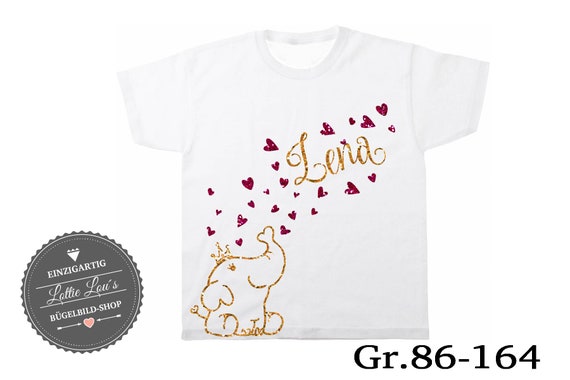 T-shirt elephant with heart wish name