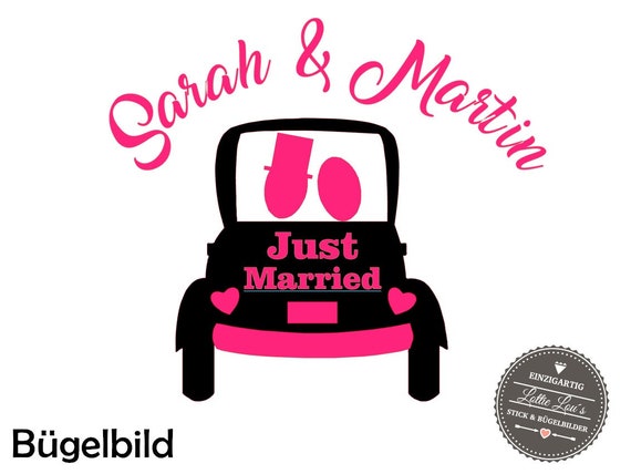 Iron On Ironing Picture Wedding Bridal Couple Car Just Married