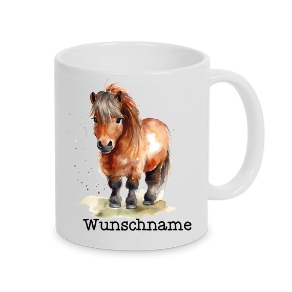 Personalized Cup Horse Foal Shetty Shetland Pony Brown Birthday Horse Can be individually designed with name or desired text
