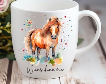 Personalisierte Tasse Shetland Shetty Pony Pferd -  Individuell gestaltbar mit Namen oder Wunschtext