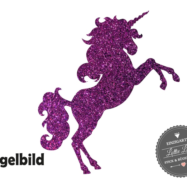 Patch Aufbügler Unicorn Unicorn in Flex, Flock, glitters of effect