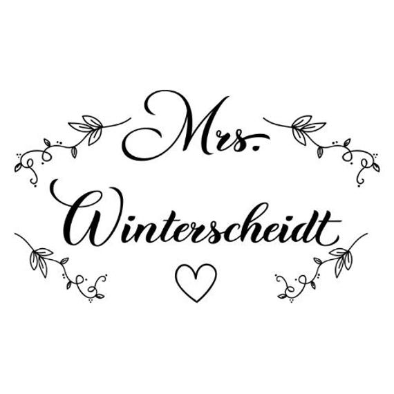 Iron-on image Mrs. with desired name – Personalizable motif for bridal shirt, wedding, JGA, DIY shirt, statement shirt, flex or glitter foil