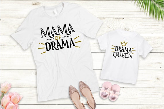 Ironing picture or T-shirt Drama Queen Drama Mama Mini Set also with desired name Statement Shirt Mother's Day