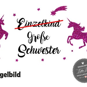 Personalized ironing Sister Single Child Siblings with Unicorn in Glock, Effect, Flex Flock Listening DIY T-Shirt