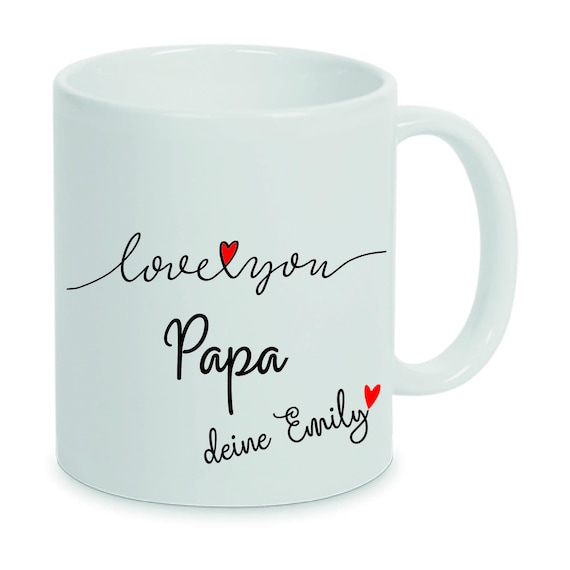 Mug "Love You Papa" with name - Personalized gift for dad Father's Day gift Gift from child - Photo mug with name