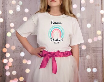 T-Shirt Rainbow Schoolchild 2024 with name and year for school enrollment gift