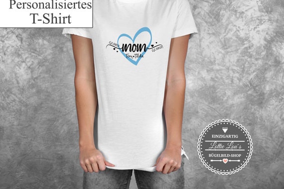 T-Shirt Mom Mama Est Be Heart with WishName Statement Shirt