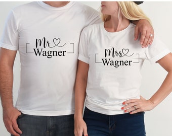 Bügelbild  Mr. & Mrs.   auch  mit Wunschnamen  Datum Statement Shirt