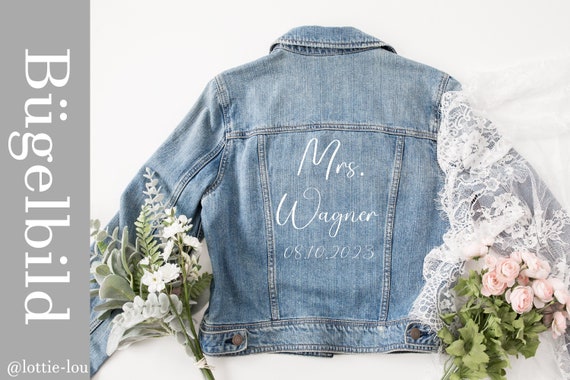 Iron-on picture Mrs with desired name Bride Bride with desired name & date Statement shirt e.g. for bridal jacket