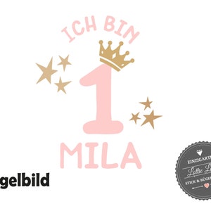 Ironing picture birthday I am crown number with name with stars
