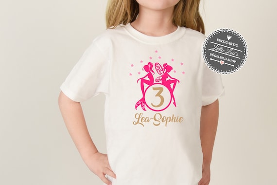 Personalized Ironing Picture / T-Shirt Birthday Mermaid Mermaid with Number Name Press Glitter Flock Effect Flex