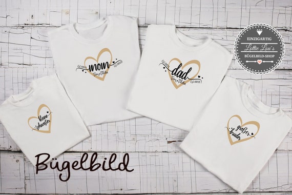 Ironing Picture Family Set Mom Dad Maxi Mini Sister Brother est since with desired name Statement Shirt