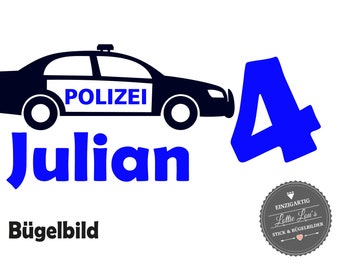 Bügelbild Geburtstag Polizei Streifenwagen Auto