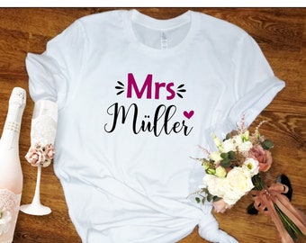 Ironing picture Mrs. Mr.  with desired name & date statement shirt