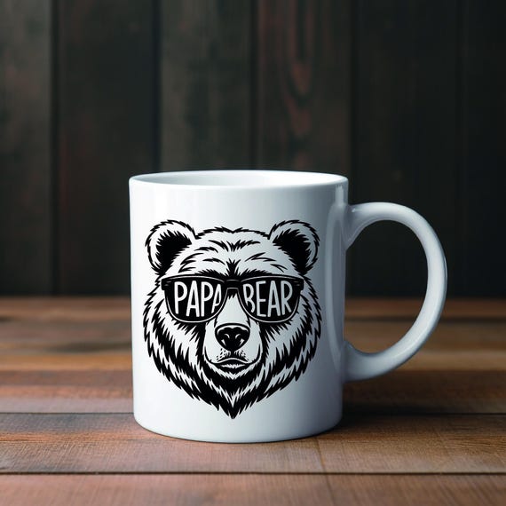 Papa Bear Mug | Gift for Dad | Bear with Sunglasses | Father's Day Gift | Cool Coffee Mug for Dads | Personalizable