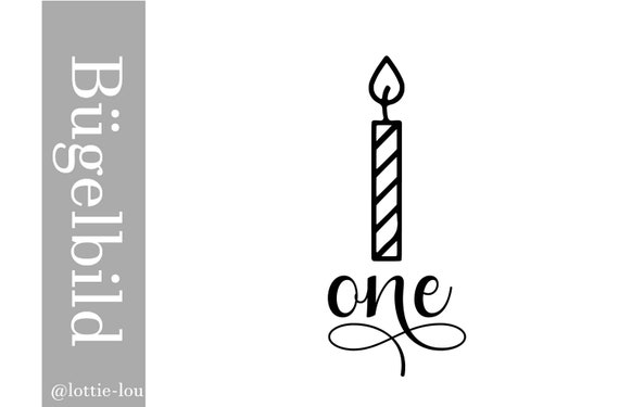 Iron-on picture birthday one wish number with candles also with name in desired color
