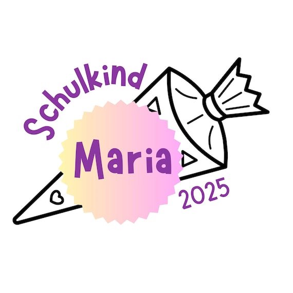Iron-on image school child 2025 school cone personalized iron-on patch school enrollment | Iron-on motif shirt gym bag gift glitter flock effect
