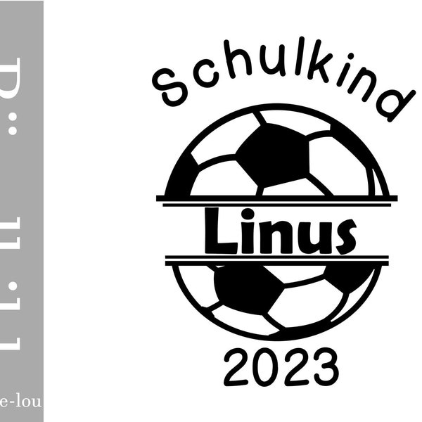 Bügelbild Fußball Schulkind mit  Wunschname auch für Schultüten DIY