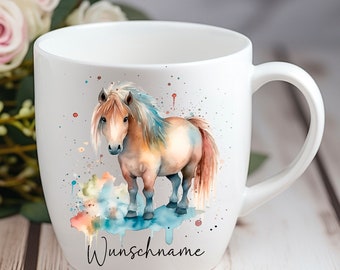 Personalisierte Tasse Shetland Shetty Pony Pferd -  Individuell gestaltbar mit Namen oder Wunschtext