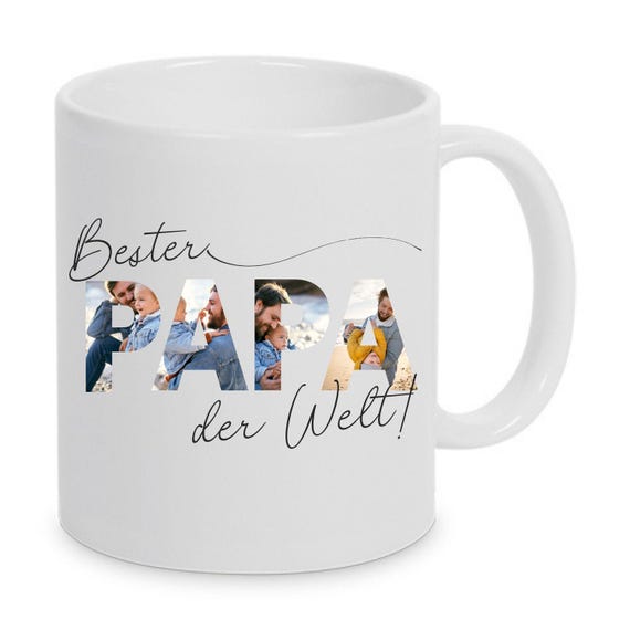 Mug "Best Dad in the World" with photo collage – Personalized gift for dad Father's Day gift Gift from child – Photo mug with name