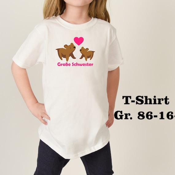 Iron on T-shirt/body big sister bear a. with name year