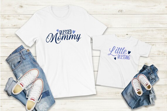 Ironing picture or T-Shirt Little Blessing Blessed Mama Mini Set also with desired name Statement Shirt Mother's Day