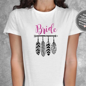 Personalized Ironing Picture/ T-Shirt Bride Bride JGA Boy&#39;s Angel Farewell Feather & Arrow