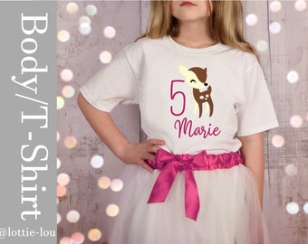T-Shirt Reh Bambi zum Geburtstag mit Wunschzahl und Name