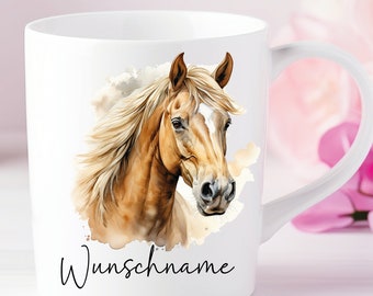 Personalized Cup Horse Foal Black Friese Palomino Haflinger Pinto - Can be individually designed with name or desired text