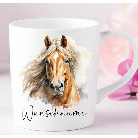 Personalized Cup Horse Foal Black Friese Palomino Haflinger Pinto - Can be individually designed with name or desired text