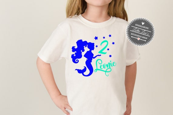 Personalized Ironing Picture / T-Shirt Birthday Mermaid Mermaid with Number Name Press Glitter Flock Effect Flex