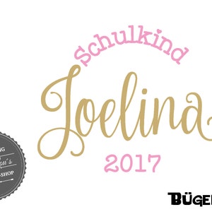 Iron On ironing immagine Scuola bambino 2021 con nome desiderato