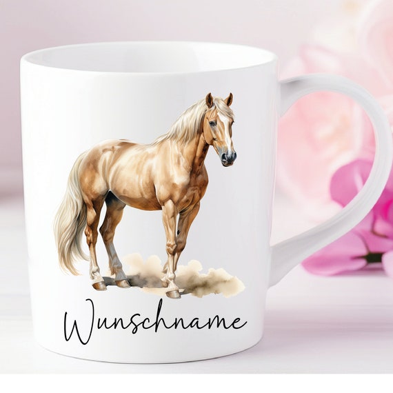 Personalized Cup Horse Foal Black Friese Palomino Haflinger Pinto - Can be individually designed with name or desired text