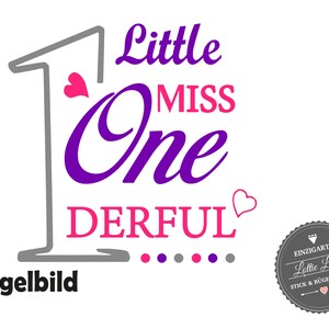 Personalized Ironing Picture Little Miss One derful Birthday Birthday with Glitter Flock Flex Effect Foil Press DIY