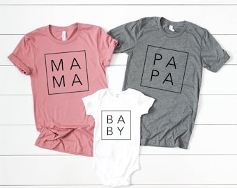 Bügelbild Familie Set Mama Papa Maxi Mini  Mom Dad mit Wunschnamen Statement Shirt