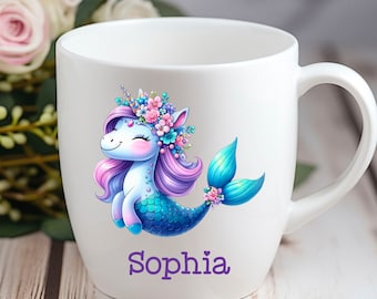 Personalisierte Tasse Meerjungfrau Einhorn Unicorn -  Individuell gestaltbar mit Namen oder Wunschtext