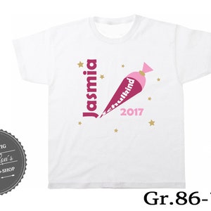 Iron On T-Shirt Schulkind 2024 Schultüte Wunschname Bild 1