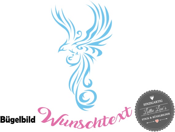 Iron on ironing image Phoenix wish text/color