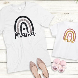 Ironing picture or T-shirt Mama Mini Rainbow Set also with desired name Statement Shirt Mother's Day