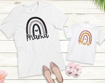 Ironing picture or T-shirt Mama Mini Rainbow Set also with desired name Statement Shirt Mother's Day