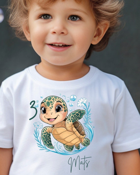 Turtle Personalized T-Shirt for Birthday with desired number and name