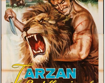 HUGE! Tarzan of the Jungle - "Re Della Guingla"- Original Italian Movie Poster - 1969