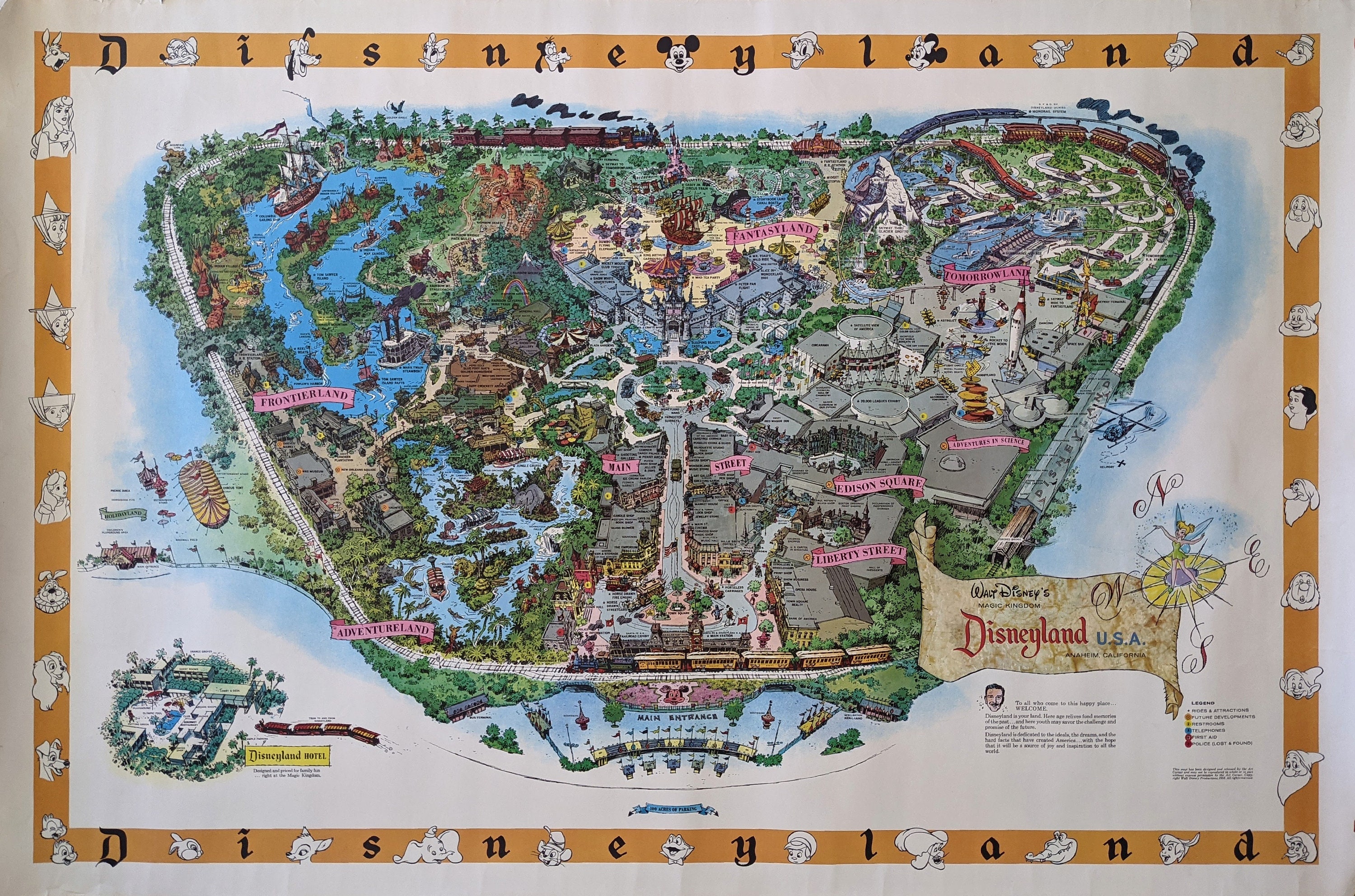 Disney - 70s vintage カリフォルニア ディズニーランド MAPの