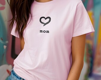 HEART MOM Sumi-e Minimalist Mom Gift Mother Love Graphic Tee Mother's Day Original Lesada Arts