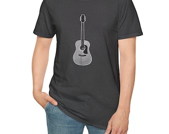 Washburn Acoustic Guitar Unisex T-Shirt with Unique Minimalist B&W Design for Musicians and Fans