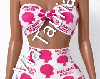 Melanin Barbie shorts set